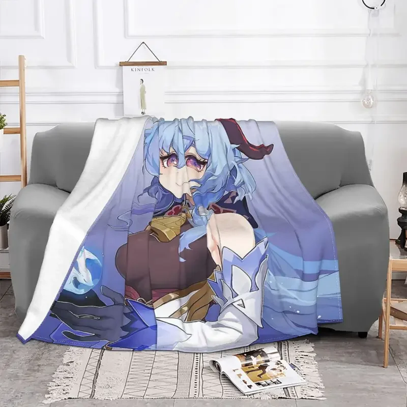 Genshin blow games Gan Yu blanket sofa cover coral fleece plush summer Acg Anime super warm blanket throw bed duvet for car