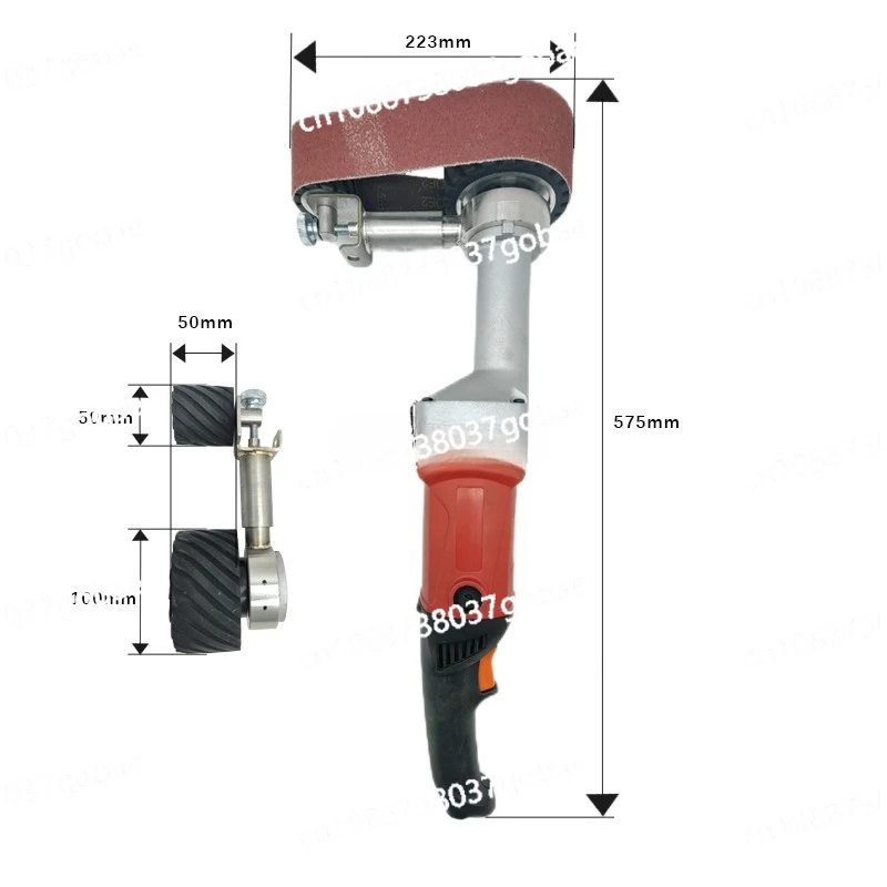 Handheld Electric Abrasive Belt Sander Metal Surface Weld Wire Drawing Mirror Curved Surface Arc Polishing Grinding