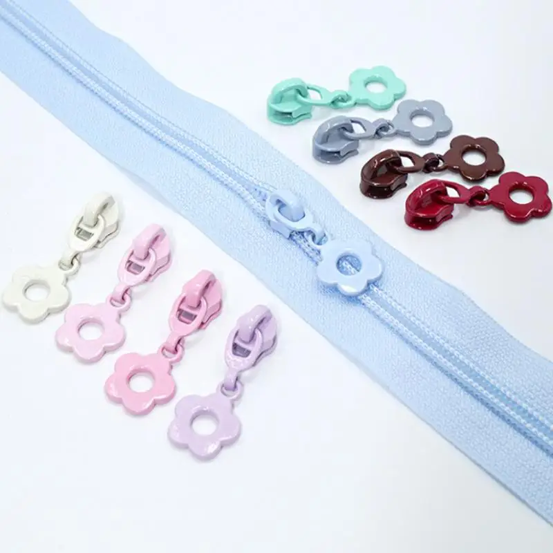 

10 Cute Flower Zipper Pulls, Easy Snap-On Heads for #3 Nylon Zippers, Quick Upgrade for Bags, Clothing & Crafts