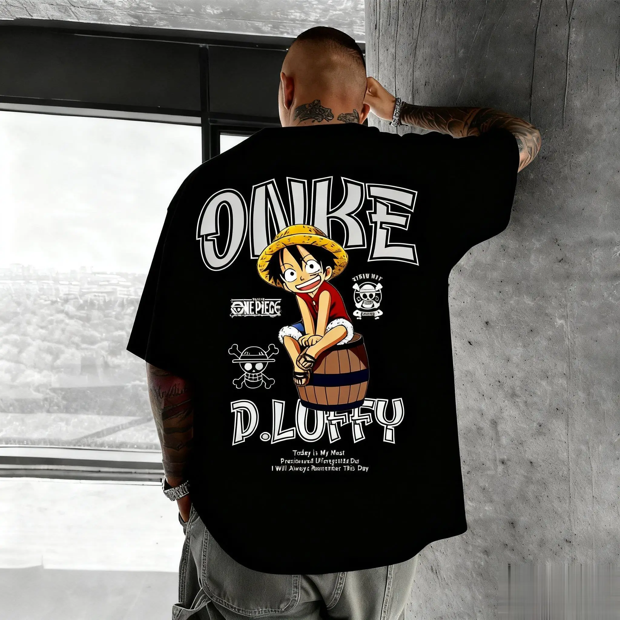 

Мужская и женская футболка оверсайз с аниме-принтом One Piece Luffy, свободная повседневная футболка с коротким рукавом, уличная одежда, новая летняя мода, топы в стиле Y2K