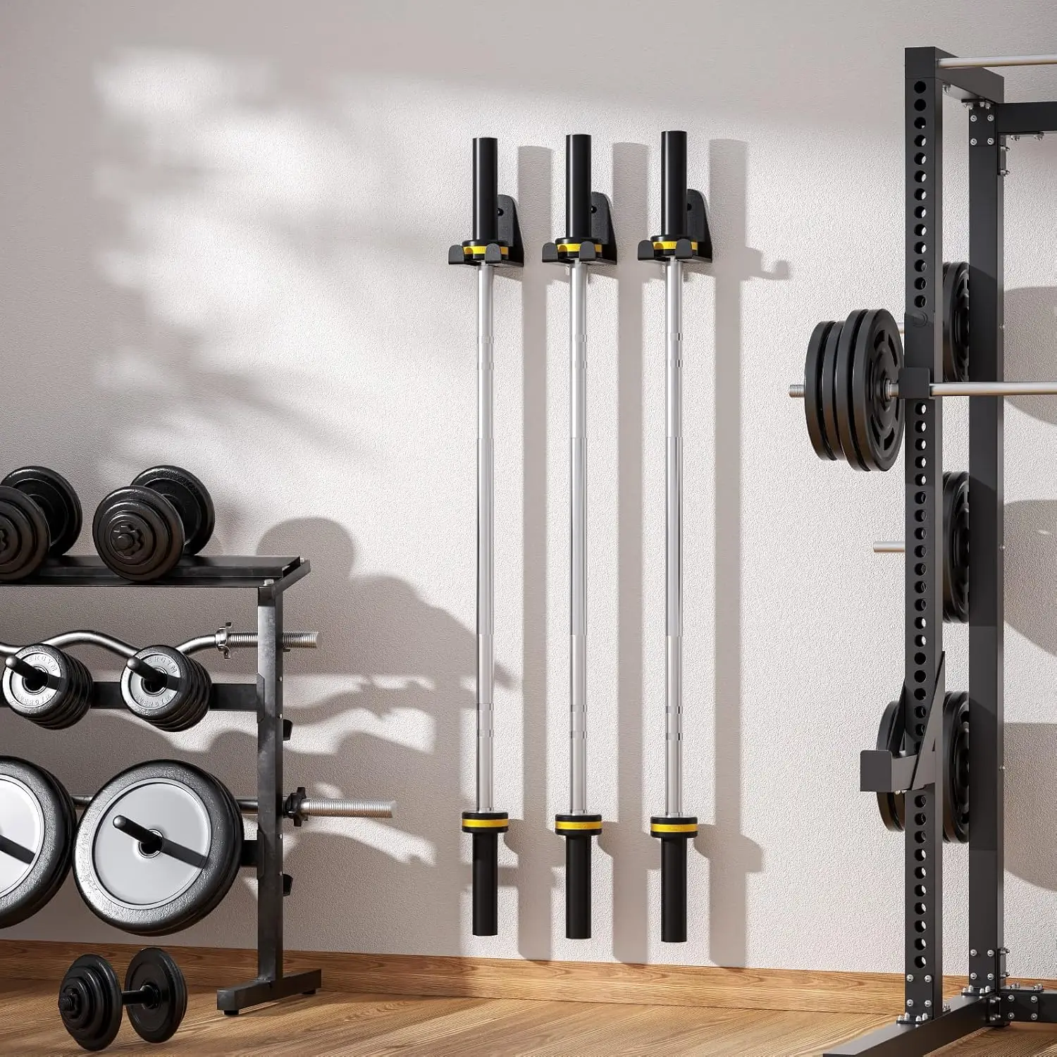 2 Inch Weight Bar Holder Vertical Bar Rack Steel Gym Organizer - Space Saving Barbell Storage For Garage Home Gym