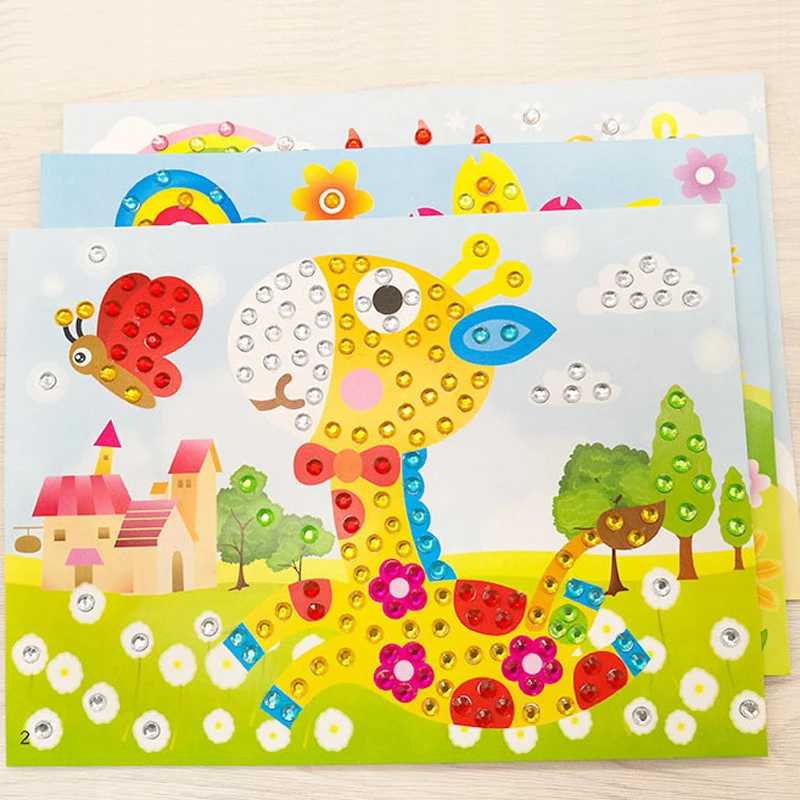 Kids Handmade DIY Diamond Stickers Crystal Paste Painting Puzzle Toys Children Cartoon Creative Sticker Art