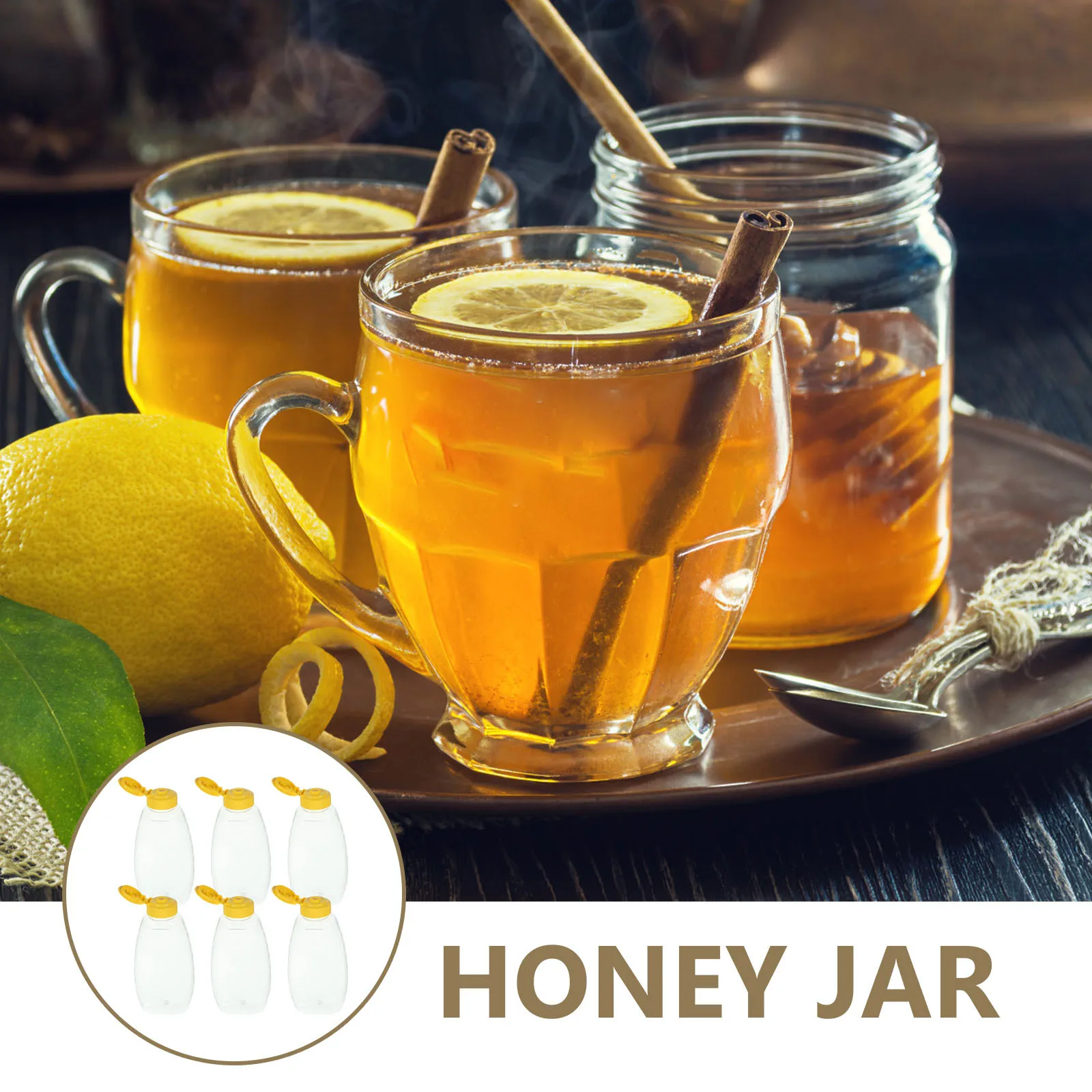 

6Pcs Honey Squeeze Bottles Plastic Honey Jars Airtight Leakproof Containers Clear Storage Jars for Kitchen Seasoning and Sauce