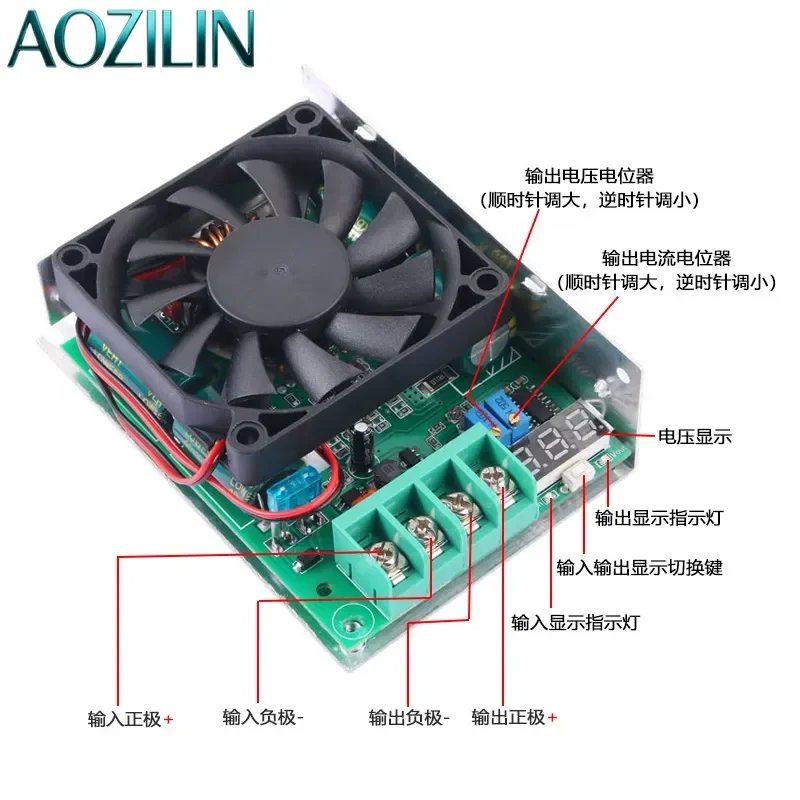 AOZILIN For DC-DC 600W Adjustable Boost Module Constant Current Voltage Charging Board 12-85V Input Output with Housing Digital