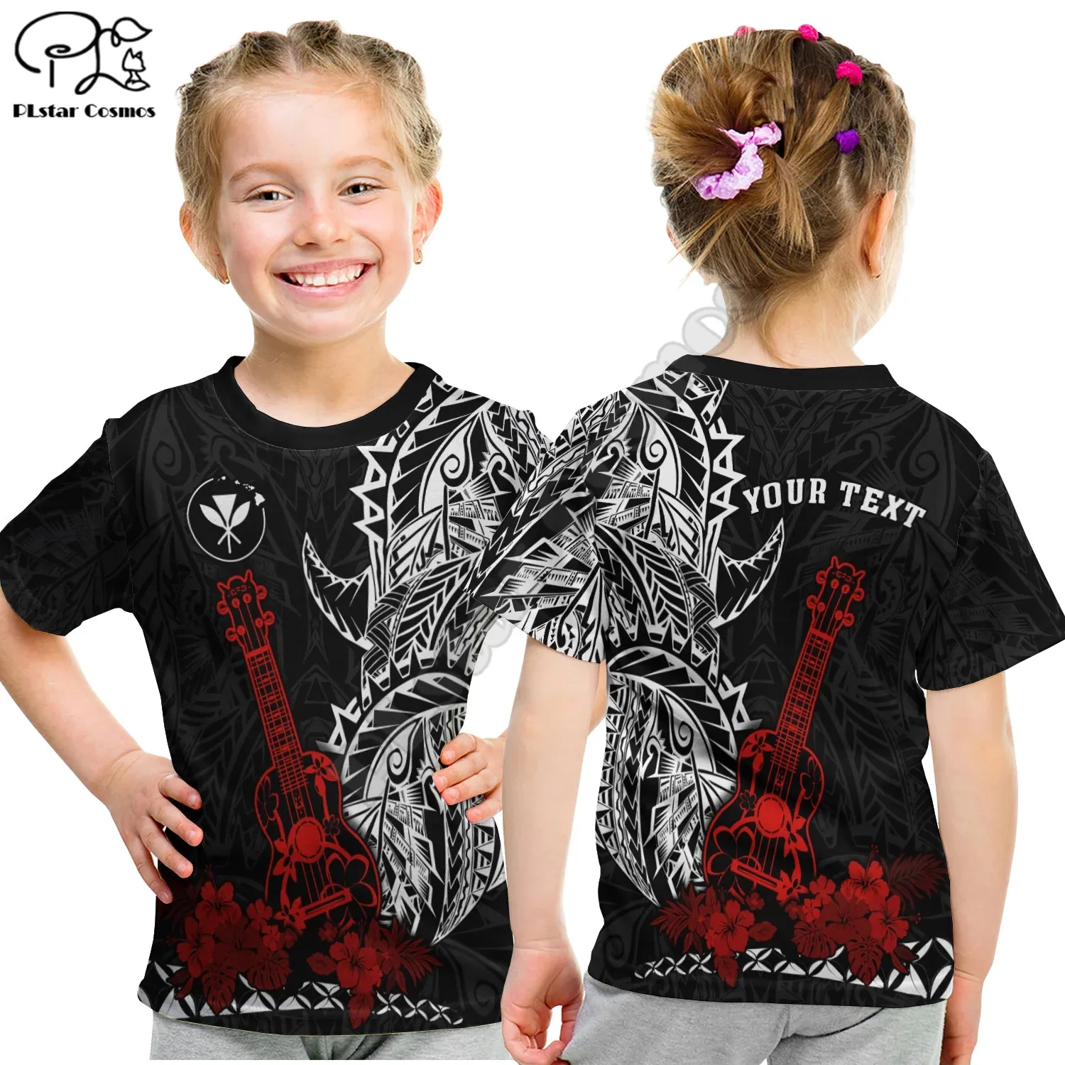 

Custom Personalised Hawaii Polynesian T Shirt Kid Red Ukulele 3D Print T Shirts Summer Kids T-shirt Boy Girl Oversized Tops