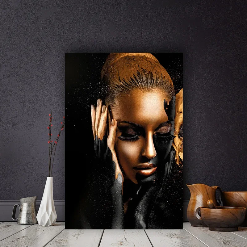 Contemplator Black African Nude Woman Oil Painting on Canvas Posters and Prints Scandinavian Wall Art Picture for living room