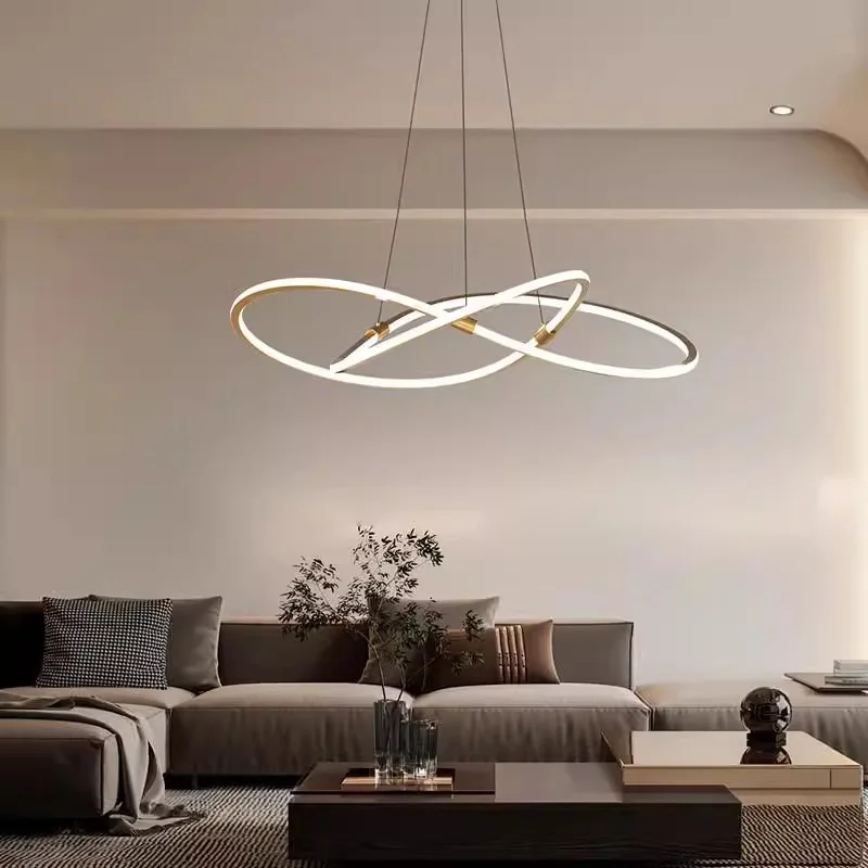 Full copper gold irregular ring modern ceiling chandelier for living room, kitchen, bedroom home decor lighting, customisable