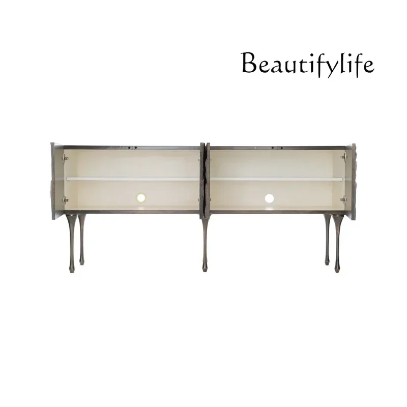 Lichte luxe Franse retro verandakast moderne minimalistische kunst massief houtsnijwerk eettafel decoratieve kast