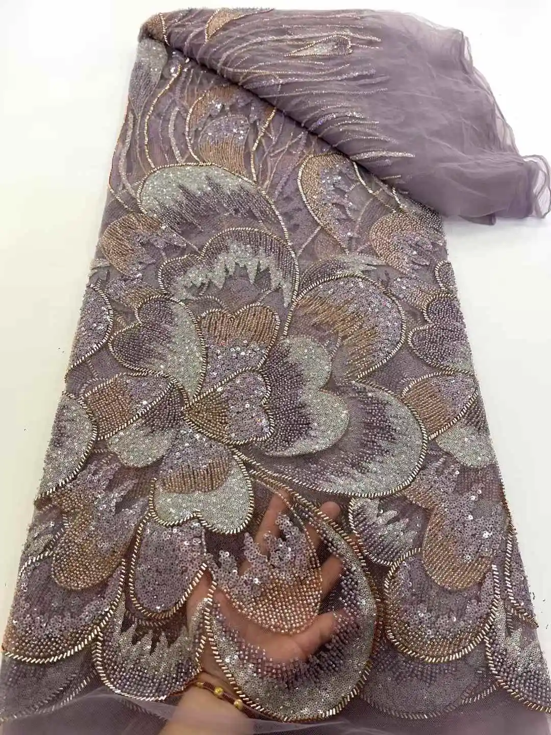 Африканское нигерийское французское сетчатое кружево с бисером и блестками, высокое качество, 2021, кружево с вышивкой и блестками, кружево для свадебных платьев для женщин