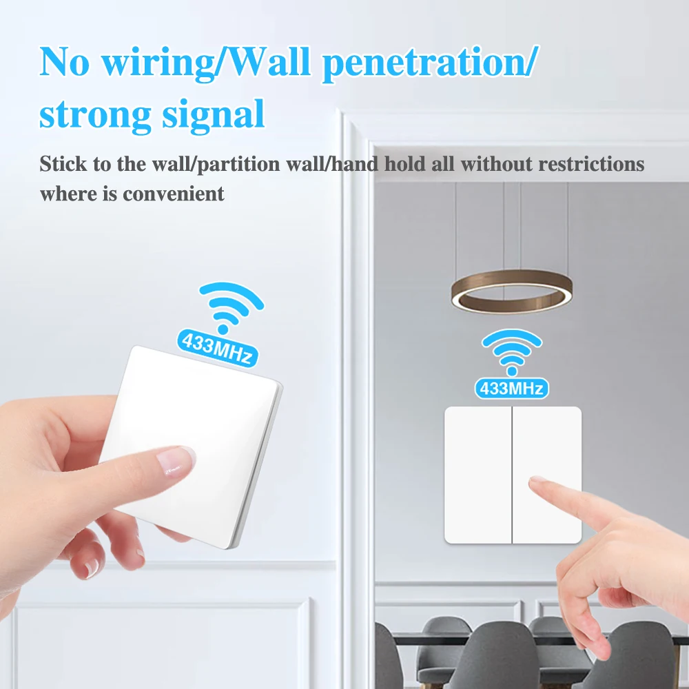 IsFriday Self-powered Wireless Wall Switch No Battery Required 433Mhz Remote Control Light Switch Waterproof 1 2 Gang No Wiring