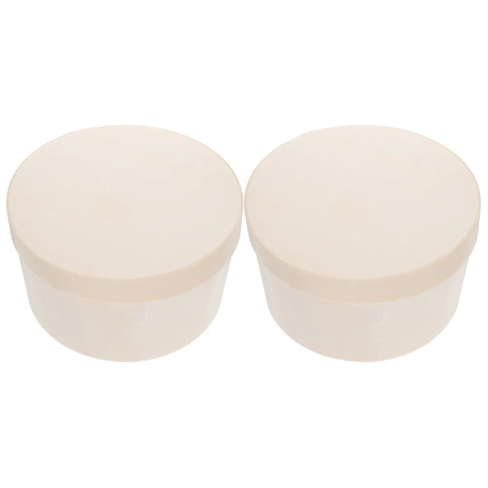 2pcs Round Wooden Cake Boxes with Lids – Sturdy Dessert Storage & Transport Containers for Wedding, Baby Shower