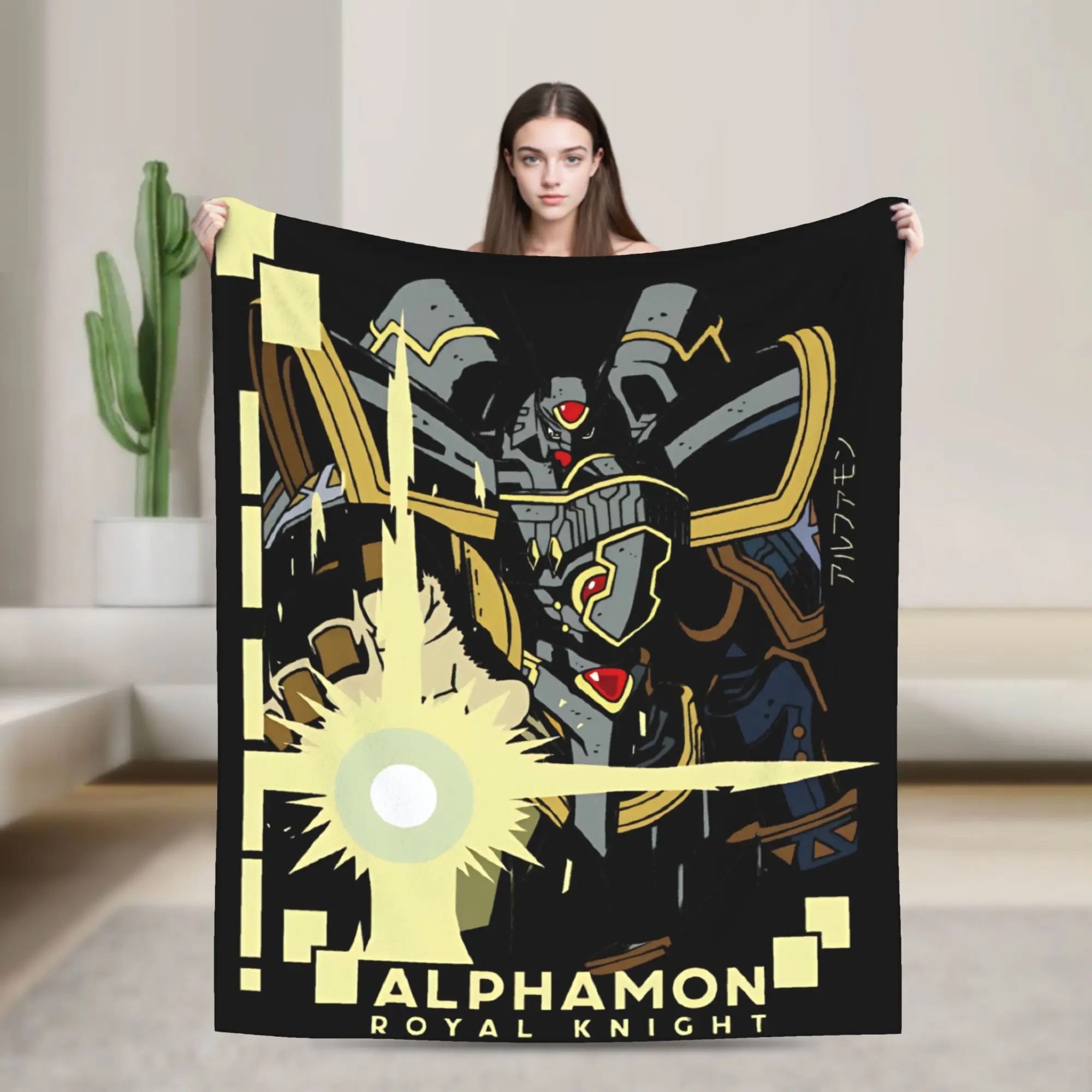 digimon alphamon royal knight Knitted Blanket Velvet  Ultra-Soft Throw Blanket for Bed Bedspread