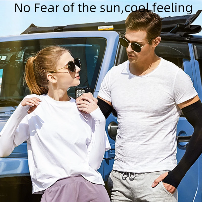 1Pair Arm Sleeves Ice Fabric Sun UV Protection Summer Sun Cool Outdoor Cuff Cover Arm Sleeve Unisex