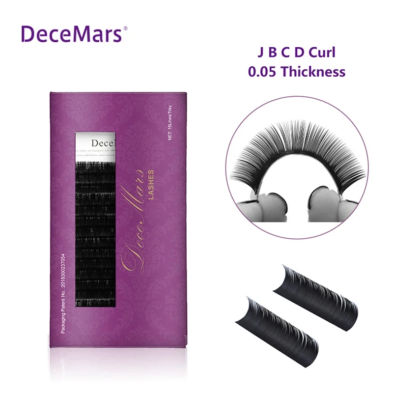 DeceMars 0,05 mm dicke J B C D Curl Mink Lash weiche natürliche Wimpernverlängerung zum Pfropfen