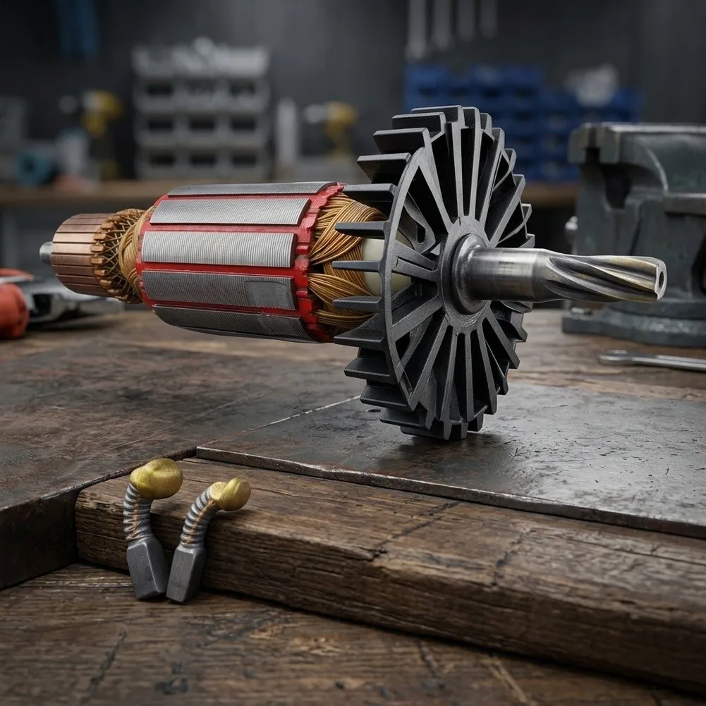 For HR2470F For Armature Rotor Replacement with Carbon Brushes Set Copper Windings 18x6x6cm Lightweight Motor Part for Repair