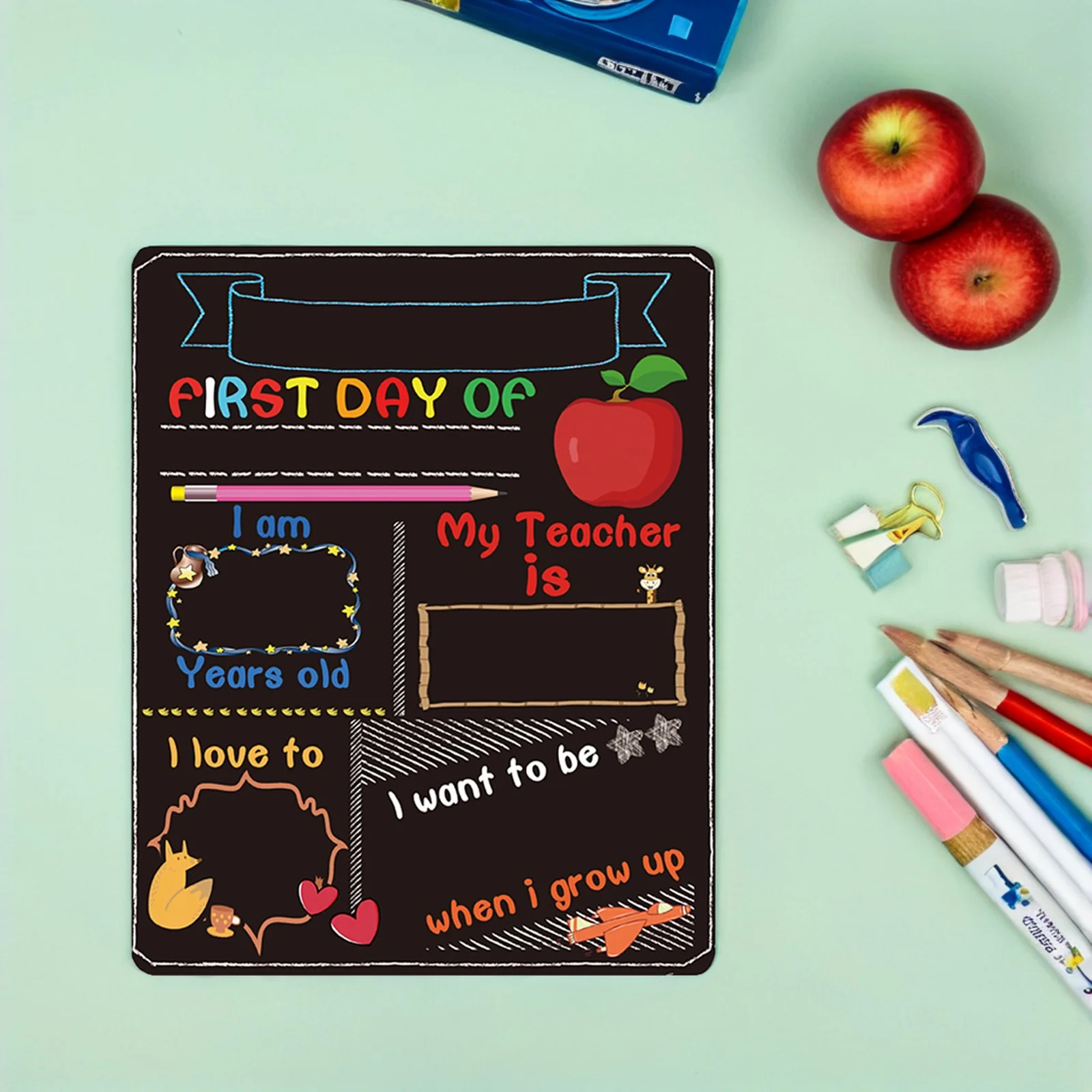 Double Sided Blackboard Mini Chalkboards Signs Office Top Plate School Bamboo Message Primary