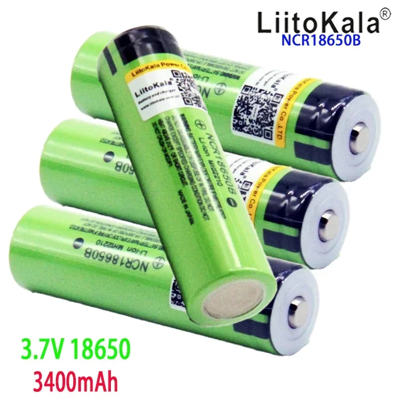 100% New Original liitokala NCR18650B 3.7v 3400mah 18650 Lithium Rechargeable Battery For Flashlight batteries Toys (NO PCB)