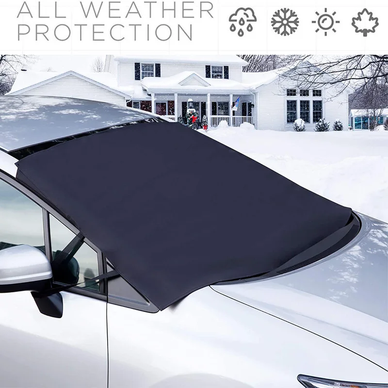 Universal Car Snow Ice Protector szyba przednia samochodowa parasol przeciwsłoneczny 600D Vinyl Oxford tkanina przednia tylna szyba pokrywa na bloki Visor