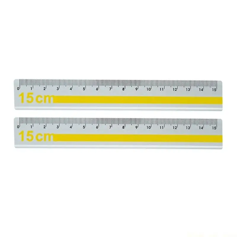 A2BE 2pc 15cm Precisions Machined Aluminum Measuring Ruler Anti Slip Backing Clear Marking For Laboratory Workshop Use