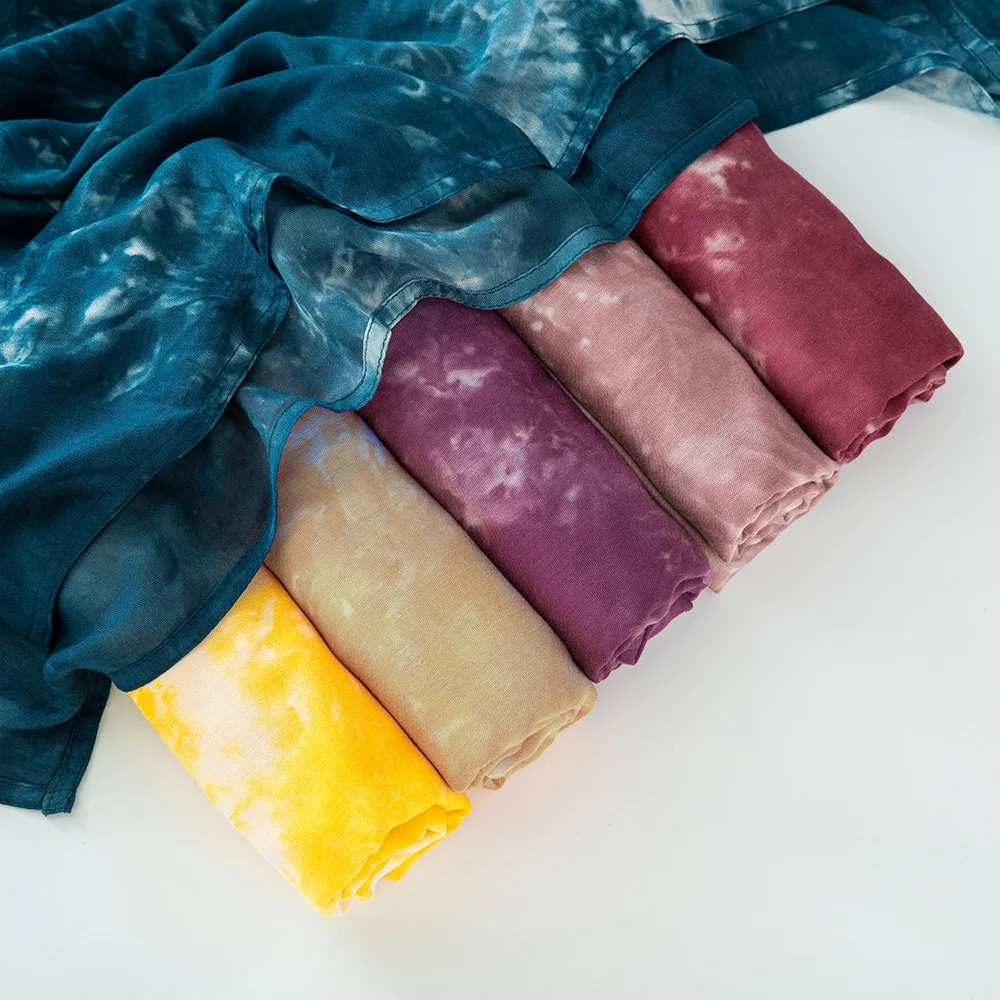 

Summer New Tie-dye Scarf For Women Girls Gradient Wide Edge Modal Sunscreen Scarves Soft Shawl Breathable Cotton Wrap Shawls