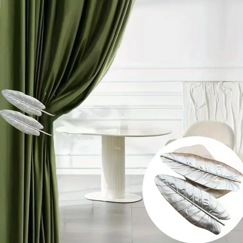 yesMetal Leaf Curtain Holdback Hook Wall Mounted Drapery Tieback Elegant Leaf Shape Window Curtain Hook Home Interior Accessory