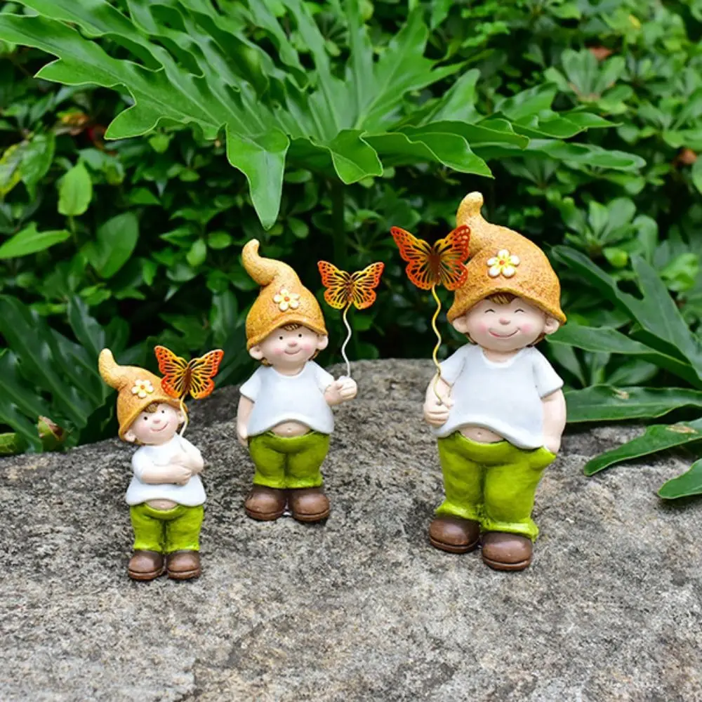 

3pcs Miniature Ornaments Resin Dwarf Sculpture Cute Creative Garden Statue Cartoon Funny Gnome Figurine Outdoor