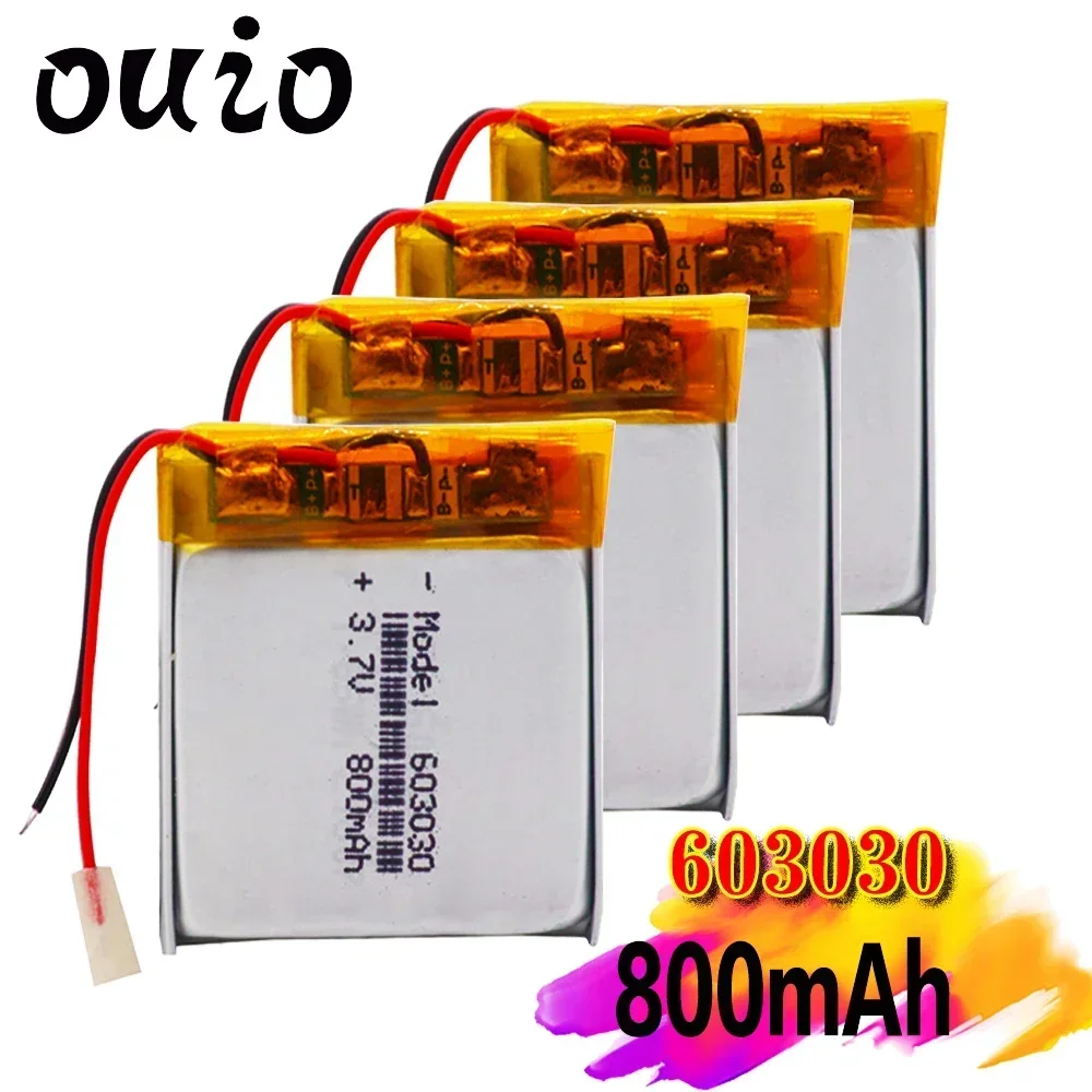 Rechargeable 3.7V Lithium Li-Po Polymer Battery 800mAh Battery 603030 li-ion Lipo cells For GPS MP3 MP4 Toy Bluetooth Headset