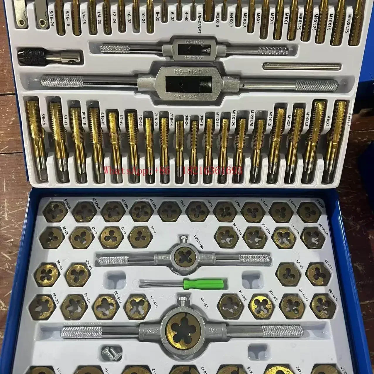I182 Store Industrial Grade Alloy Steel 86 Pieces Metric Imperial Tap Set Hand Tapping Wrench Set Thread