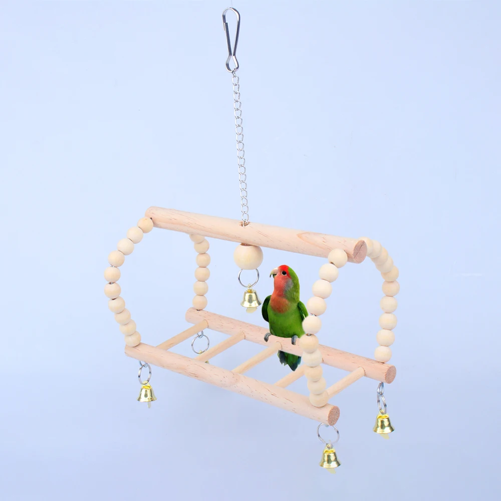 Bird Parrot Toys Wooden Swing Hanging Swing Climbing Ladders Bridge Cockatiels Bird Cage Supplies