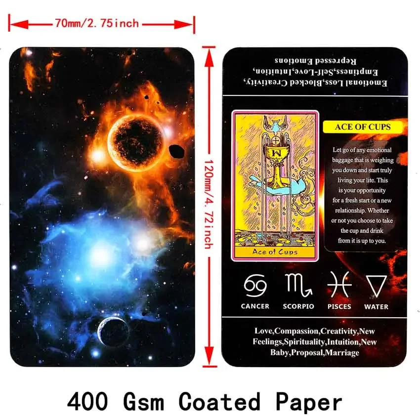 12x7 cm 78 Cards With Meaning On Them Beginner Classic Tarot Deck Games