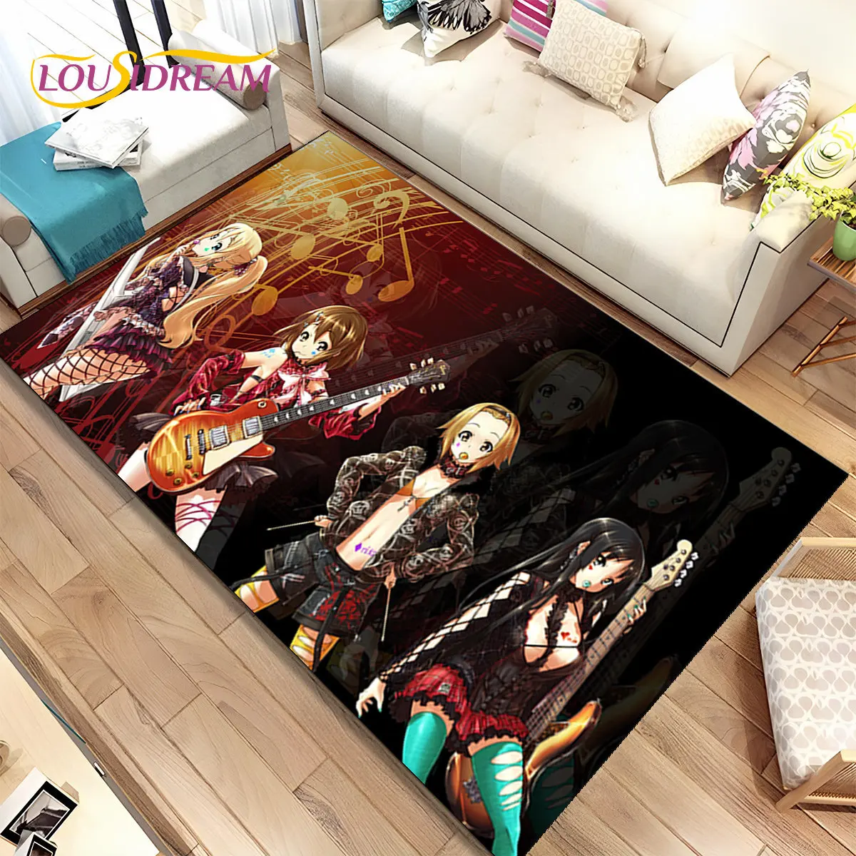 

K-ON Cartoon Cute Lolita Kawaii Girls Area Rug,Carpet Rug for Living Room Bedroom Sofa Doormat Decoration, Non-slip Floor Mat 3D