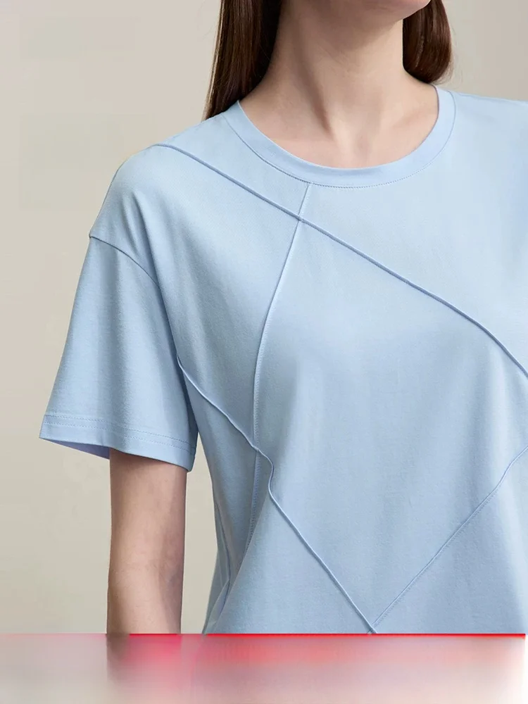 

Casual Modal Cotton round Neck Short Sleeve T-Shirt Women's Summer New Style Elastic Loose Shoulder Women's Shirt TX0-12...