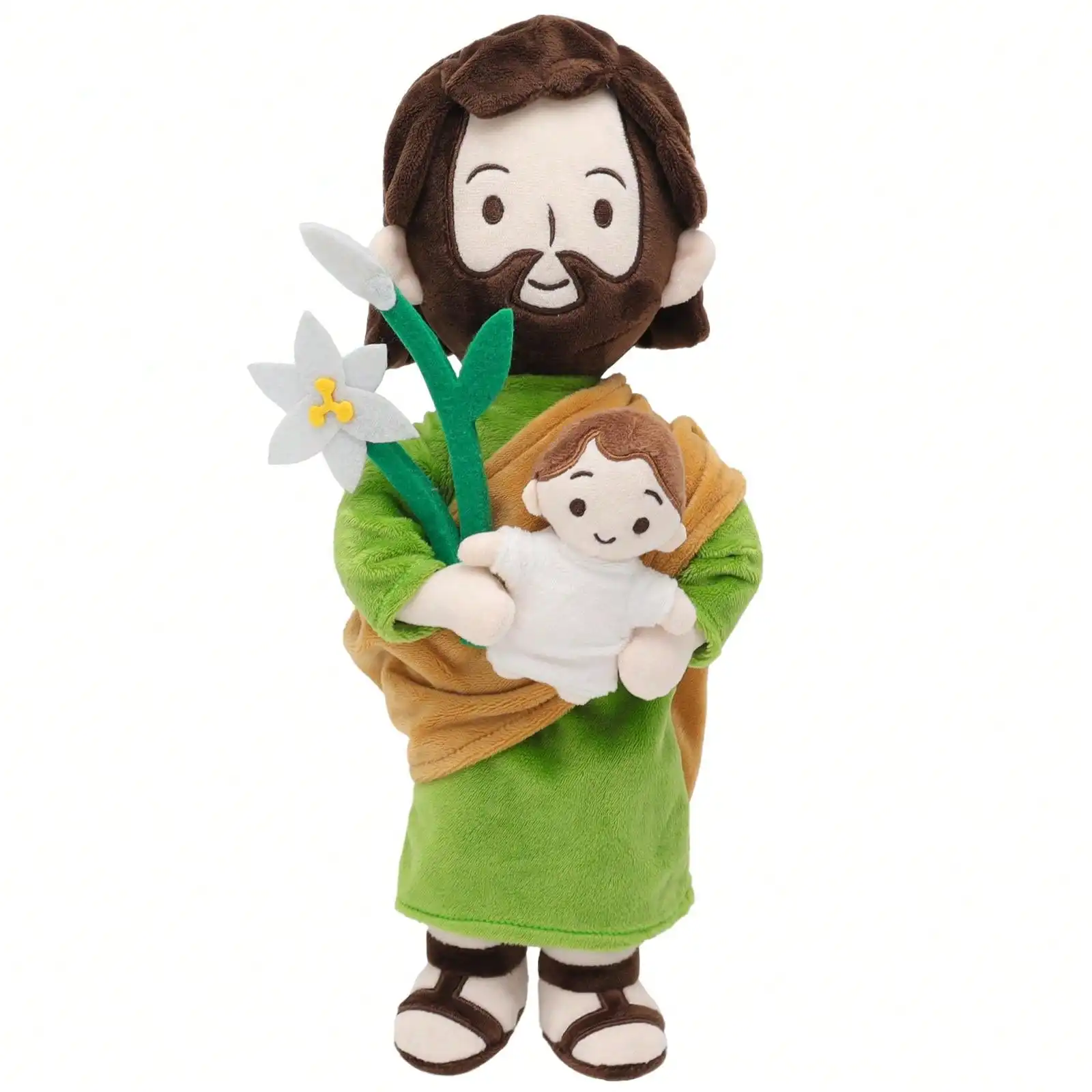 

St. Joseph Plush Toy 13.8in Green Jesus Series Doll Church Decoration Easter Christmas Plush Doll