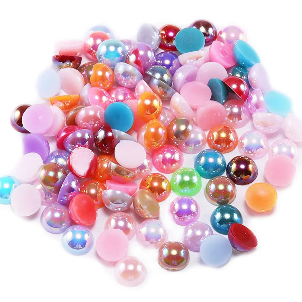 50-500Pcs 2-14mm AB Colors Half Round Flatback Plastic Beads Imitation Pearl Loose Spacer Beads for DIY Jewelry Making Supplies