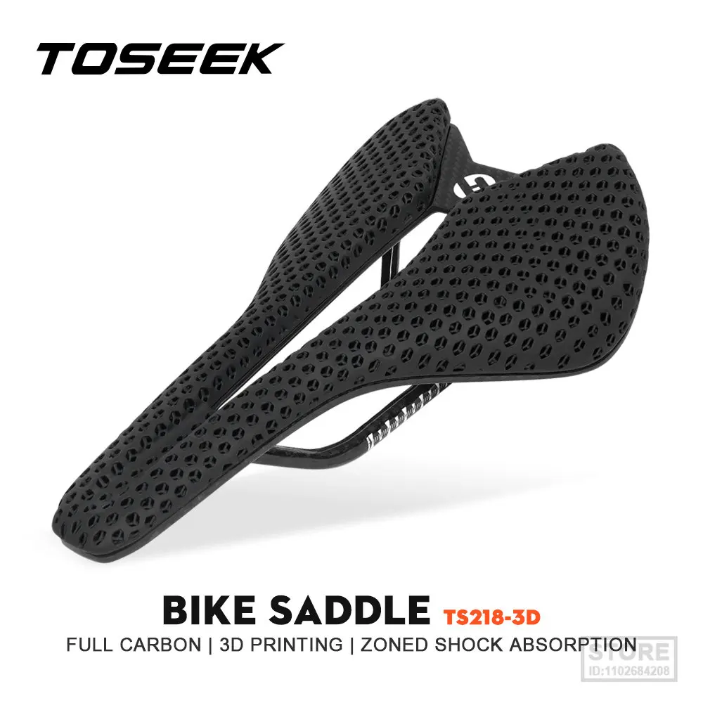 

TOSEEK 3D Printed Bicycle Saddle Carbon Fiber Ultralight Hollow Comfortable Breathable MTB Mountain Road Bike Cycling Seat Parts