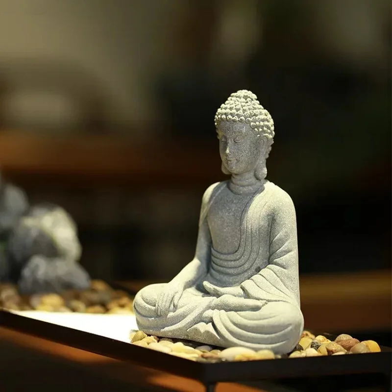 Little Buddhist Monks Tibetan Buddhism Figurines Buddha Stone Statue Garden Car Decor