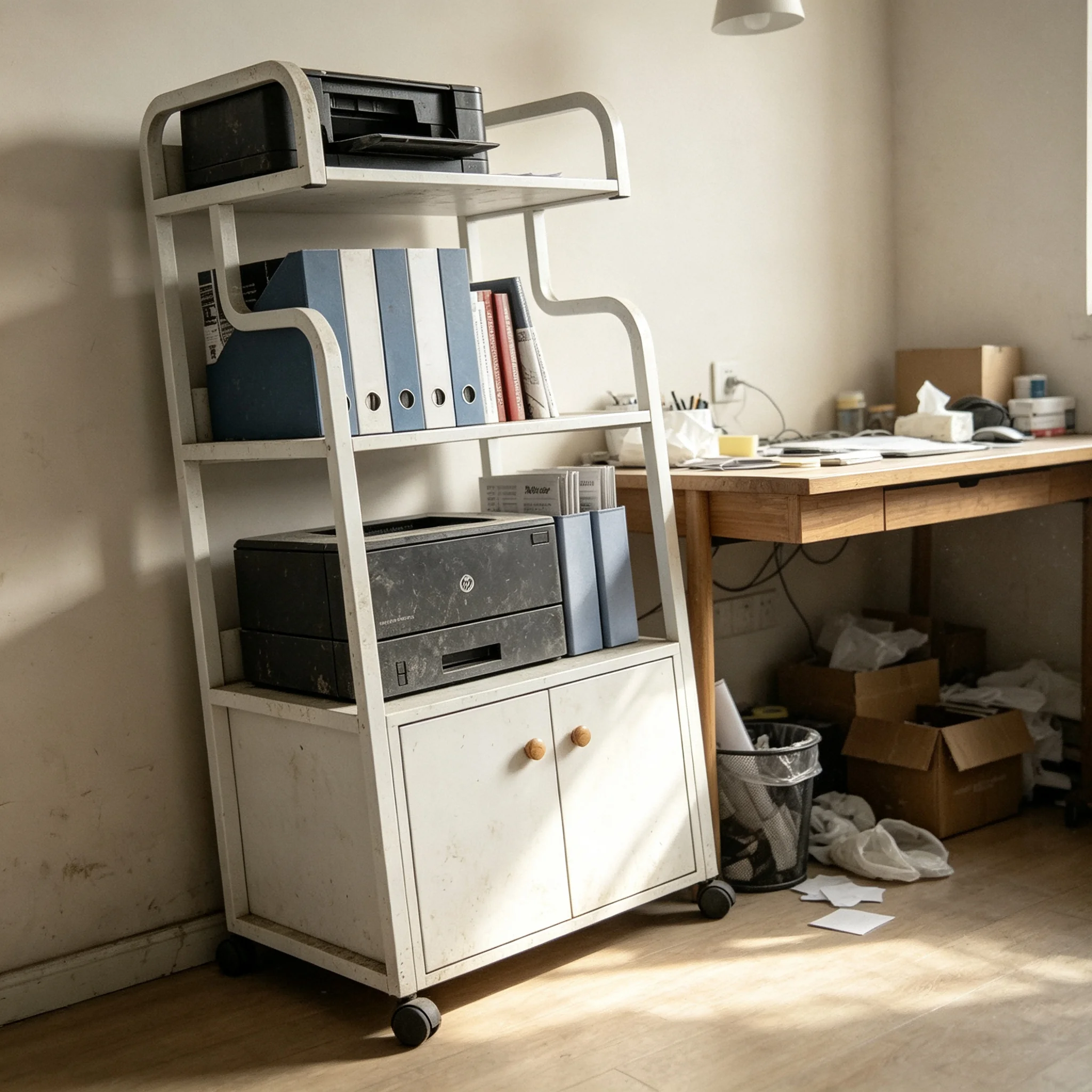 AOLIVIYA Multi Layer Floor Trolley Cart Kitchen Storage Rack Printer Office Living Wall Cabinet Stand Unit