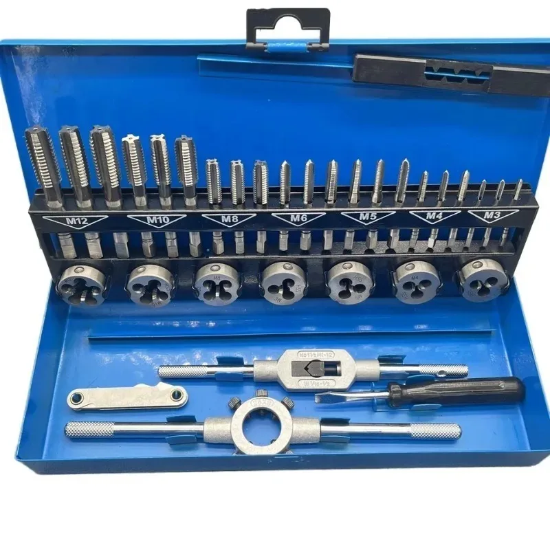 

Grewin 32pc M3-M12 High Quality Metric Tap and Die Set Cutting Tool with Manual Toolbox