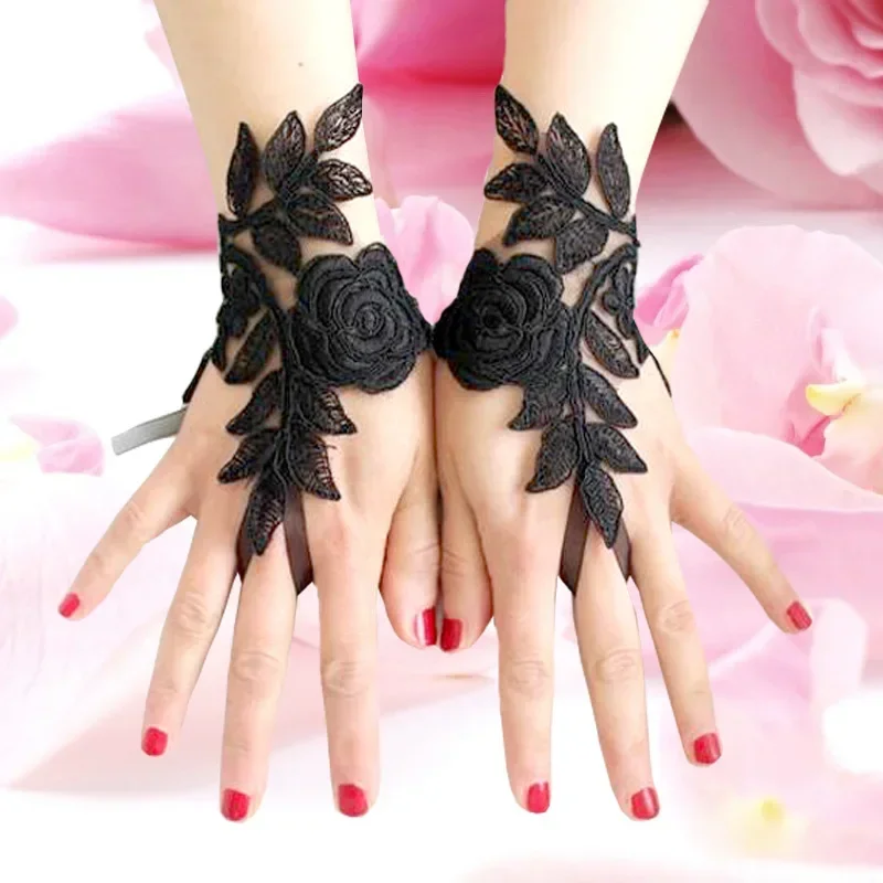 Weiche Handschuhe für Damen, kurze weiße Spitze, fingerlose Handschuhe, Netz, Goth, Gothic, Kostüm, Hochzeit, Strumpfhosen, Strümpfe, Hochzeitsaccessoires