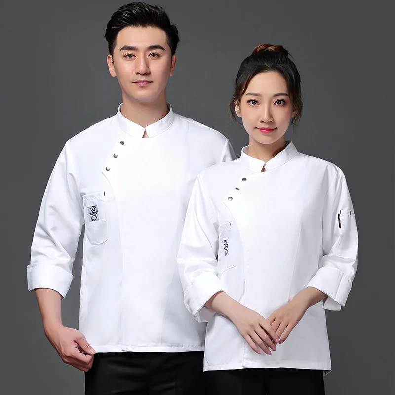 Uniforme de Chef cuisinier pour hommes et femmes, chemise blanche à Double boutonnage, vêtements de travail pour cuisinier de Restaurant, C047