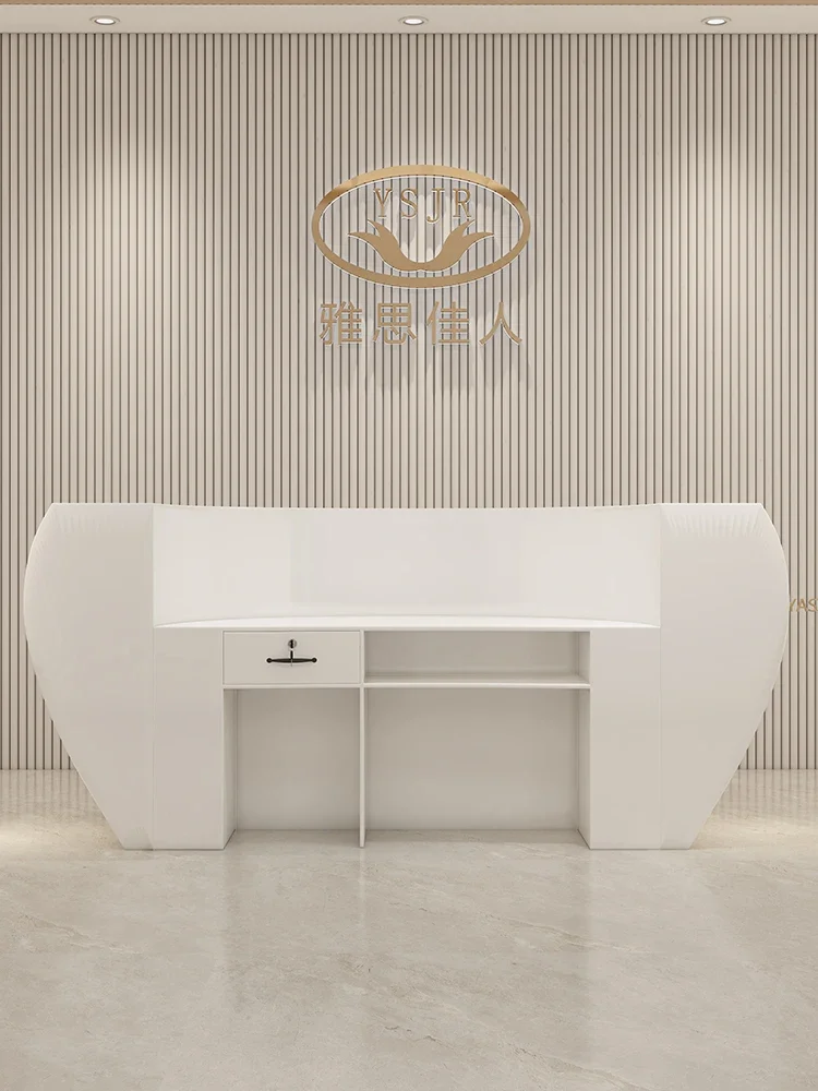 Reception Desk Arc Fiberglass Beauty Salon Simple Modern Company Front Desk Shaped Paint Service Bar Customizable