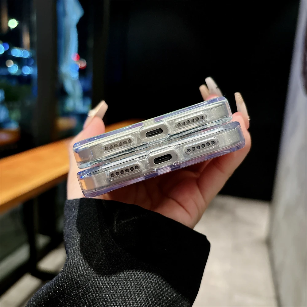 

Прозрачный градиентный магнитный чехол для телефона с беспроводной зарядкой для iPhone 17, 16, 15, 14, 13, Pro Max Plus, противоударный чехол Magsafe