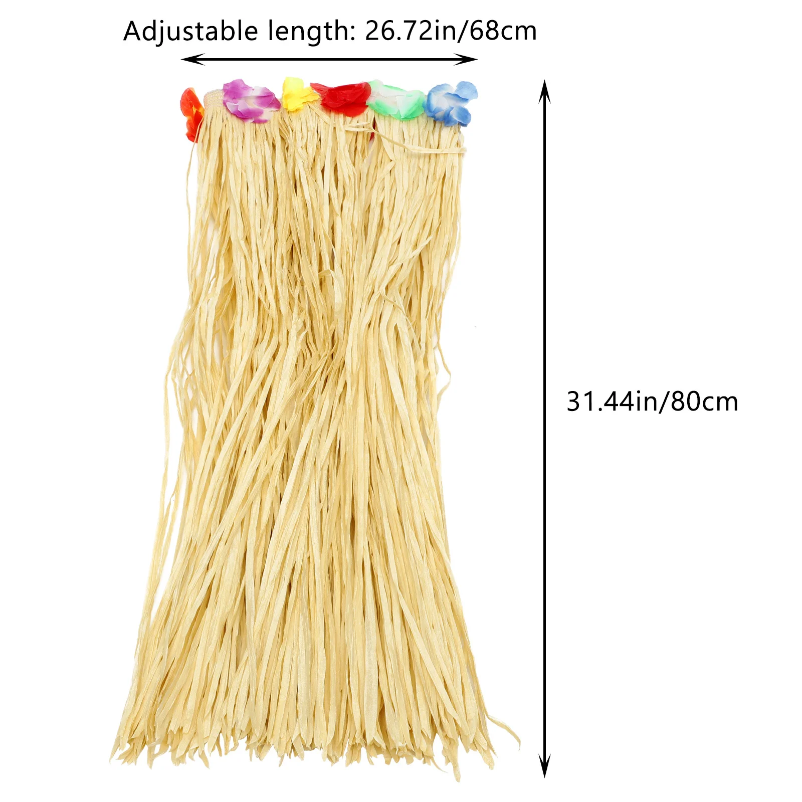 Hawaiianischer Hula-Rock, Bast-Tanzrock, bunte Blumen, verstellbarer Gürtel, tropisches Luau-Party-Performance-Kleid, Hawaii Hula-Kleid