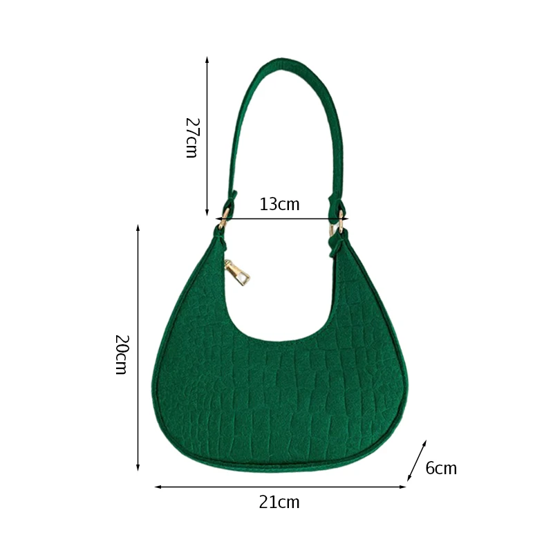 Casual Shoulder Bags Women Felt Stone Pattern Underarm Bag Fashion Exquisite Crescent Saddle Bags Ladies Advanced Armpit Bag