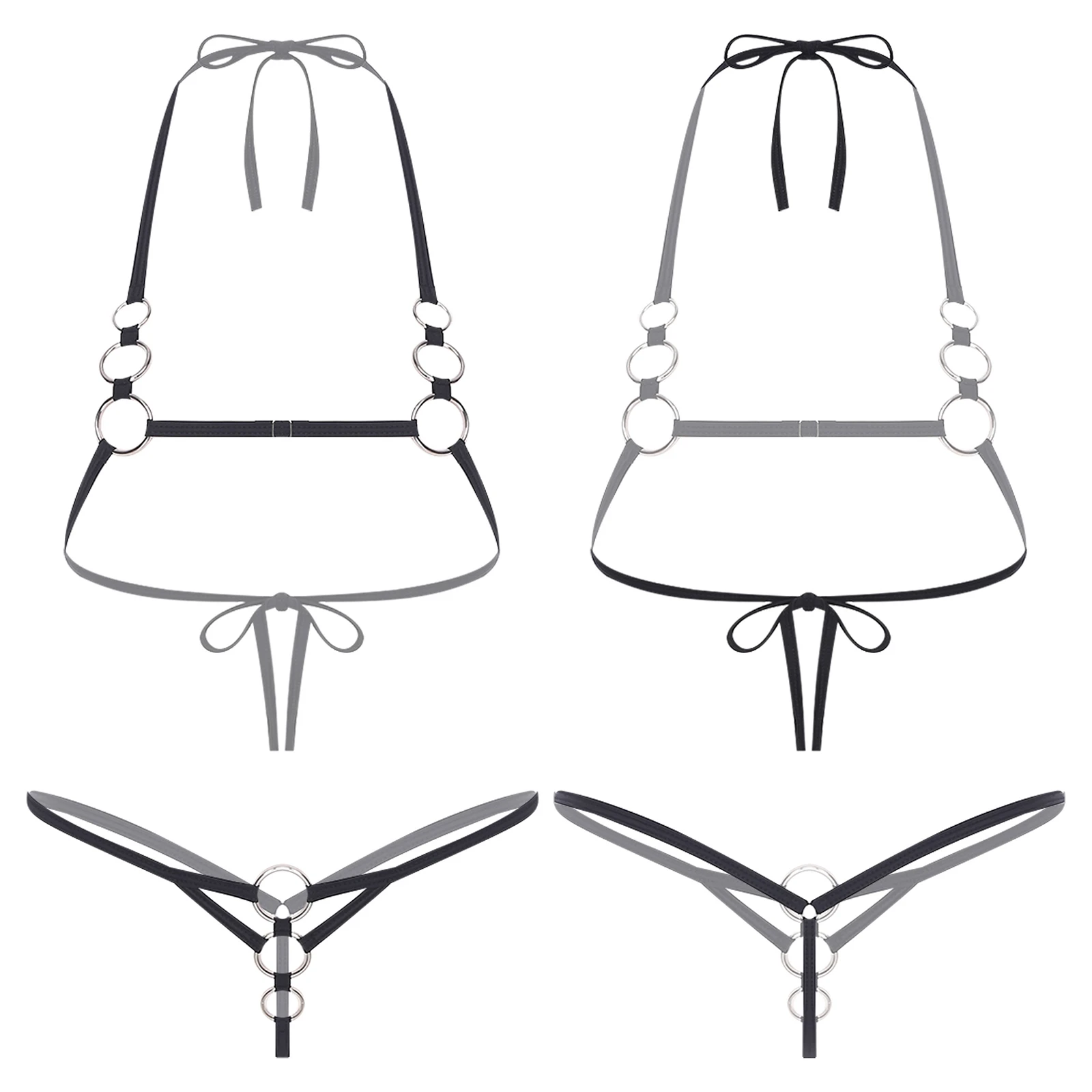 

Женский сексуальный комплект нижнего белья: бюстгальтер-топ на шнуровке и стринги-танга, соблазнительный комплект для эротической ночной одежды