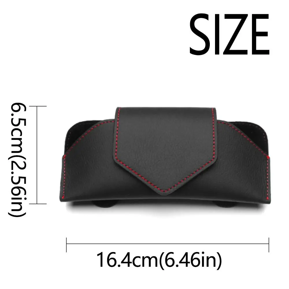 PU Leather Auto Eyeglasses Storage Case Sunglasses Clip Hidden Magnetic Closure Car Glasses Case Glasses Bag Wear-Resistant #6