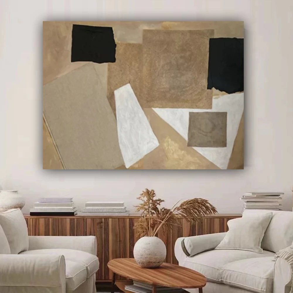 

Modern Hand Painted Abstract Oil Paintings Unique Geometric Pattern Design Wall Art Canvas Painting For Living Room Home Decor