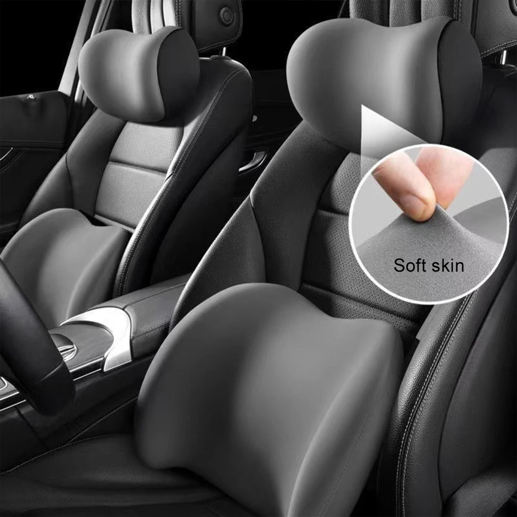 

Car Headrest+Lumbar Support Set Car Neck Pillow Waist Cushion Driver Seat Backrest Car Cushion Driving Lumbar Support