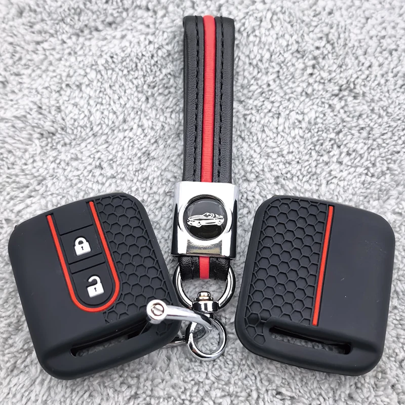 2 Buttons Silicone Car Key Case Cover Keychain Shell for Nissan Micra K12 Note Navara Qashqai J10 Primera Almera Sunny X-Trail