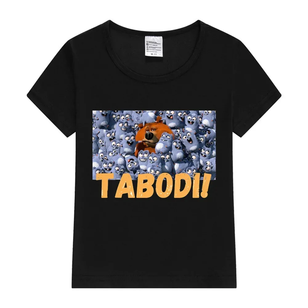 

Детская футболка Happy Lemmings Tabodi and Grizzy, новая летняя футболка для девочек и мальчиков, детские футболки с мультяшным принтом, детская одежда